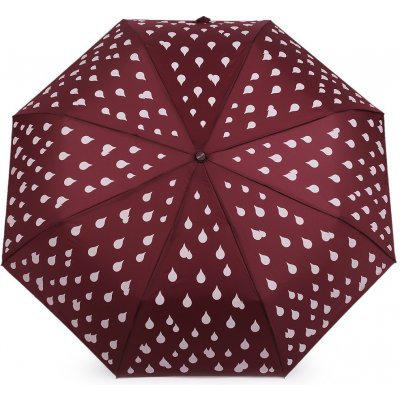 Dámský skládací vystřelovací deštník kapky bordó sv. – Sleviste.cz