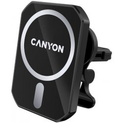 CANYON držák telefonu do ventilace auta MagSafe CM-15 pro iPhone12/13, magnetický, wireless nabíjení 15W, USB-C