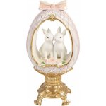 Fialkové vajíčko na podstavci s králíčky a mašlí - 17*12*31 cm - Clayre & Eef – Hledejceny.cz