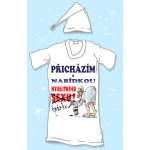 Přicházím s nabídkou noční košile krátký rukáv s čepičkou bílá – Zboží Dáma