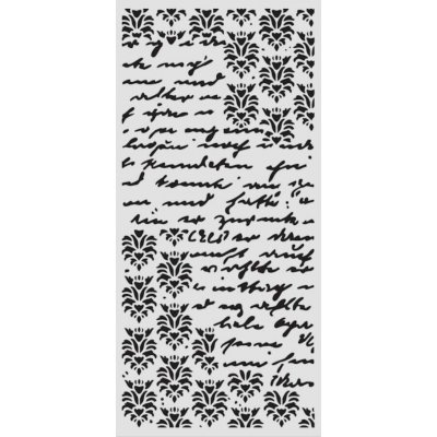 Stamperia Plastová šablona 12 × 25 cm Text a ornamenty – Sleviste.cz