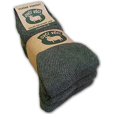 Ponožky z ovčí vlny Merino 3 páry zelená – Zboží Mobilmania