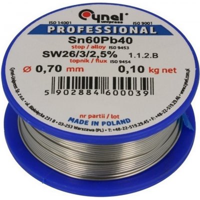 Cín pájka CYNEL 0.70mm/100g Sn60Pb40 – Zboží Mobilmania