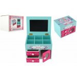 Teddies Skříňka šperkovnice Princess 3 zásuvky odklápěcí vrch se zrcátkem dřevo – Zboží Dáma