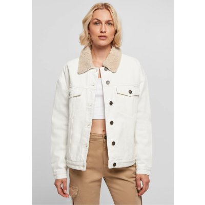 Ladies Oversized Sherpa Denim Jacket off white raw