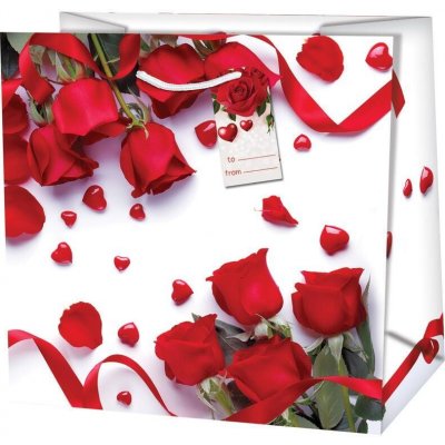 Taška dárková čtvercová CD - s motivem růží 15x6x14,6cm – Zboží Mobilmania