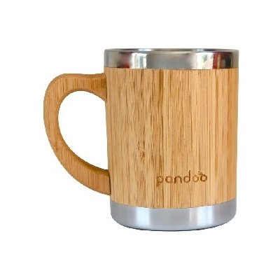 Pandoo Dvoustěnný nerezový hrnek na kávu a čaj s bambusovým povrchem 280 ml – Zbozi.Blesk.cz