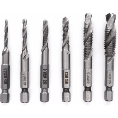 Sada závitových vrtáků HSS M3 – M10, 6 ks, Kraft&Dele KD980 – Hledejceny.cz
