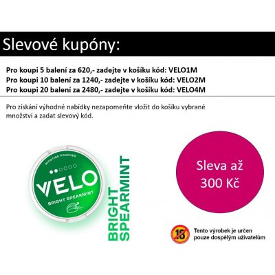 Velo Mini Simply Spearmint 4 mg Mini 20 sáčků – Sleviste.cz