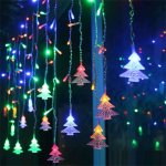 HJ Svítící LED řetězový závěs se ozdobnými vánočními stromečky LED barva: RGB – Hledejceny.cz