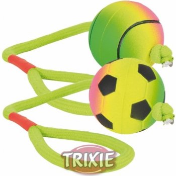 Trixie neonový míč na šňůře mechová guma 6 cm / 30 cm