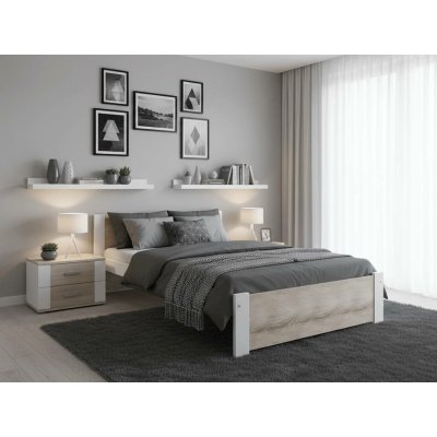 Textilomanie Ikaros bílá / dub sonoma s laťkovým roštem matrace Deluxe 10 cm – Sleviste.cz