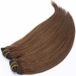 Clip in maxi set 53cm pravé lidské vlasy REMY STŘEDNĚ HNĚDÁ – Zboží Mobilmania