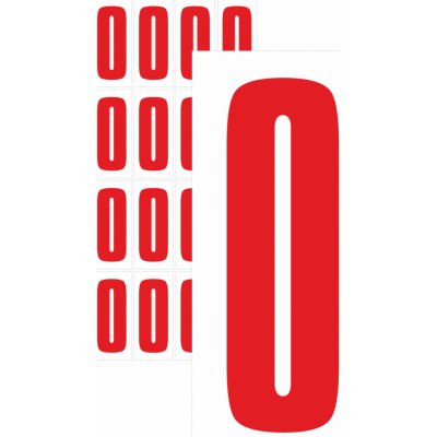 Čísla samolepicí 0 červená samolepící vinylová fólie velikost znaku 200 mm – Zboží Dáma