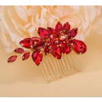 B TOP Pozlacený hřeben do vlasů s červenými kapkovitými krystaly – Hledejceny.cz