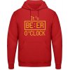 Pánská mikina s potiskem AWDis Hoodie Mikina Design It’s Beer O’Clock Ohnivá červená