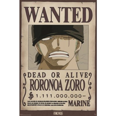 Plakát, Obraz - One Piece - Wanted Zoro Wano, 61 × 91.5 cm – Zboží Dáma