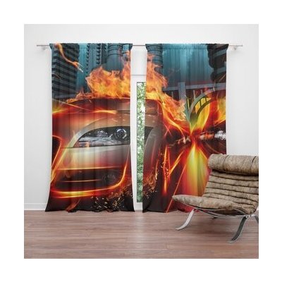 Sablio Závěs Auto v plamenech: 2ks 140x250cm – Hledejceny.cz
