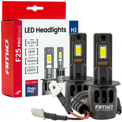 LED žárovky hlavního svícení Série F25 PRO BLACK FULL CANBUS H3 68W 12V 24V AMIO-04718 – Hledejceny.cz