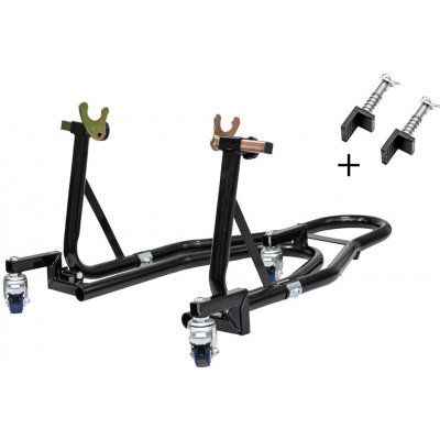 BIKETEC PRO zvedák/zdvihák / stojan motocyklový POD zadní kolo typ-V i typ-L (POD válečky i kyvná vidlice) na vozíku barva černá (MOŻLIWOŚC snadno seřízení motocyklu) | Zboží Auto