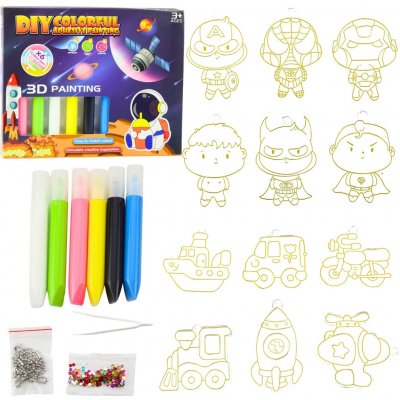 LEAN Toys 27735 Sada na malování 3D Kosmos 6 barev + 12 přívěšků – Hledejceny.cz