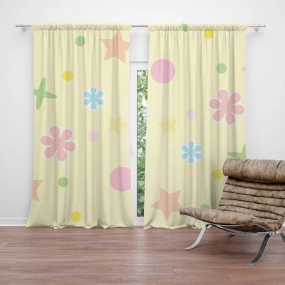 Sablio Závěs Květiny na žluté: 2ks 140x250cm – Hledejceny.cz