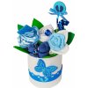 Plenkový dort BabyDort plenkový dort modrá kytice k narození miminka - textilní květinový flower box