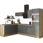 Optifit rohová kuchyně Jonte984 270 cm barva čela antracit lesklá barva korpusu divoký dub – Hledejceny.cz