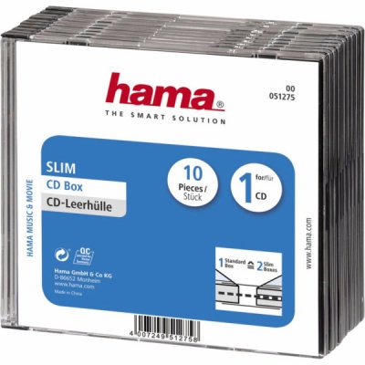 Hama CD BOX SLIM náhradní obal, 10ks/bal, transparentní/černá – Zboží Živě