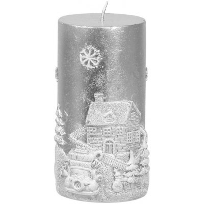 MagicHome Vianoce stříbrná s krajinkou 7 x 12,5 cm