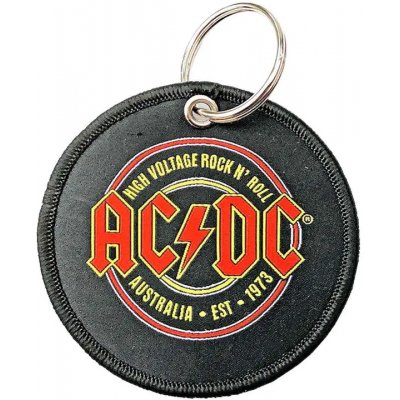 Přívěsek na klíče AC/DC Est. 1973 Oboustranná nášivka RO7284 černá/červená