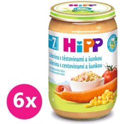 HiPP BIO Zelenina s těstovinami a šunkou 6 x 220 g