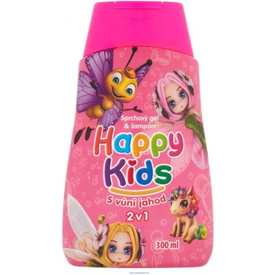 Happy Kids sprchový gel a šampón s vůní jahod 300 ml