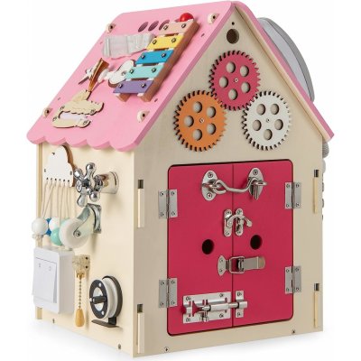 Costway Activity Board domeček růžový – Sleviste.cz