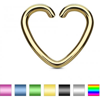 Šperky eshop falešný piercing do ucha z titanu barevné srdce W31.26 zelená – Zboží Mobilmania
