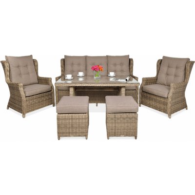 Focus Garden Technorattan nábytek TRIVENTO 3 DINING + PUFY Brown – Sleviste.cz