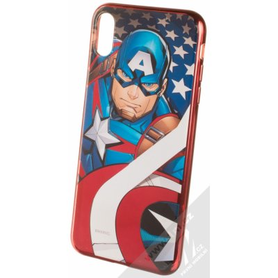 Pouzdro Marvel Kapitán Amerika 004 TPU pokovené ochranné silikonové kryt s motivem Apple iPhone XS Max vícebarevné červené – Zboží Mobilmania