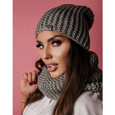 Fashionweek dámský zimní set čepice + šála komin NB1027 šedý – Hledejceny.cz