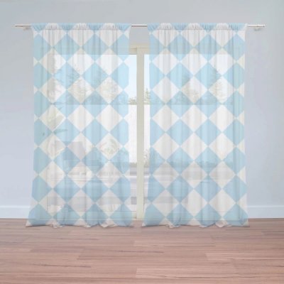 Záclony Bílomodré kosočtverce: 2 ks - 150x250 cm - Sablio – Hledejceny.cz