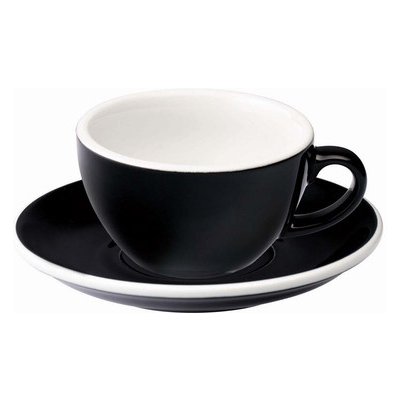 Loveramics Egg Flat White Cup and Saucer Black 150 ml