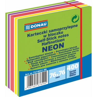 DONAU Samolepicí bloček, 76 x 76 mm, 400 listů - barevný mix – Zboží Dáma