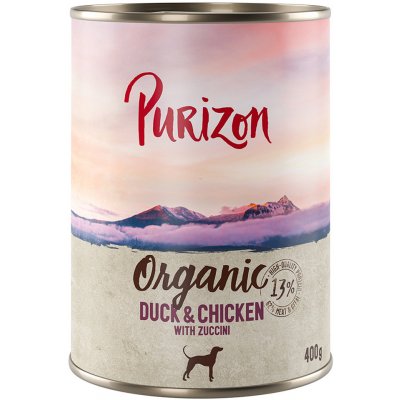 Purizon Organic kachna a kuřecí s cuketou 24 x 0,4 kg