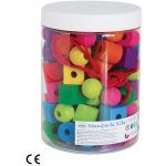 Detoa Maxiperle dřevěné barevné se šňůrkou 92 ks v plastové dóze 10x14cm – Zboží Mobilmania