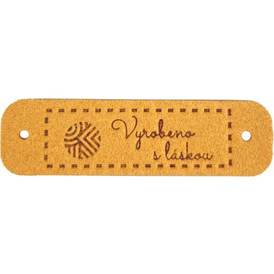 Pro Háčkování Handmade cedulka Vyrobeno s láskou 15 x 55 mm hořčicová koženka – Zboží Dáma