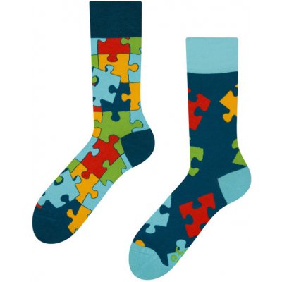 Good Mood GMRS101 veselé ponožky puzzle modrá