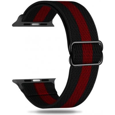 eses Nastavitelný nylonový elastický loop řemínek pro Apple Watch 38mm/40mm/41mm Barva: černá s červeným pruhem
