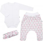 New Baby 3-dílná bavlněná kojenecká souprava Kiddy bílo-růžová – Sleviste.cz