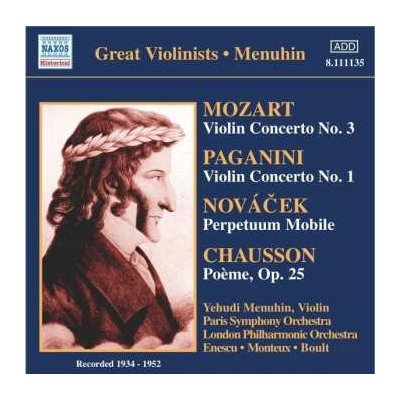Wolfgang Amadeus Mozart - Yehudi Menuhin Spielt Violinkonzerte CD