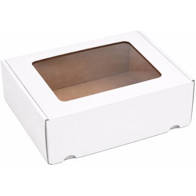 Eobaly.cz Dárková krabice s průhledným víkem bílá 250 x 200 x 100 mm 25 ks – Hledejceny.cz
