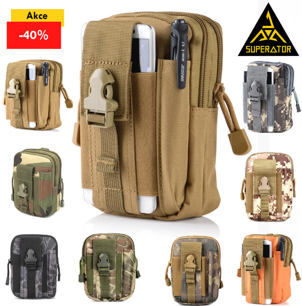 Taktické pouzdro, 100% Nylon. Molle i na opasek. EDC Kapsička na mobil, peněženku, klíče. Barva: Khaki